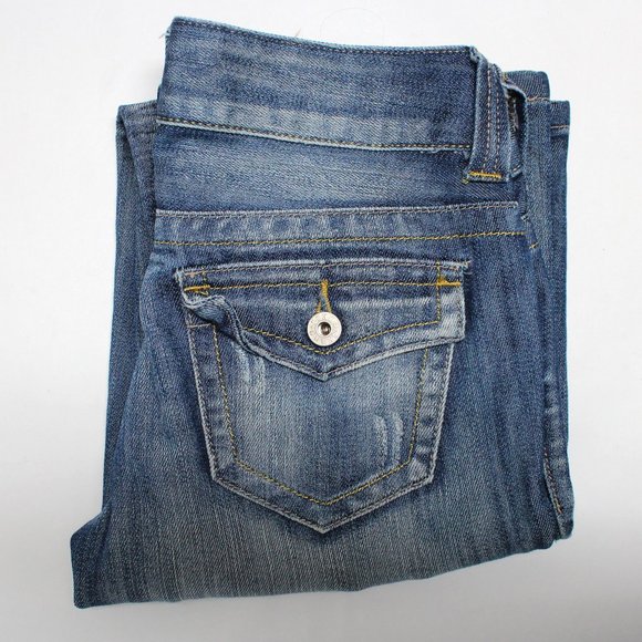 Women's Guess Denim Blue Jeans Size 24 Doheny With Minor Distressing - Picture 15 of 15